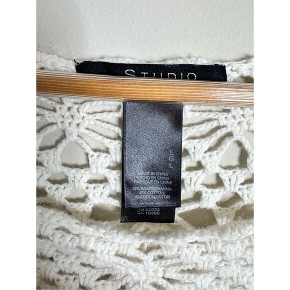 Vintage crotchet white long sleeve top sz L - Picture 4 of 6